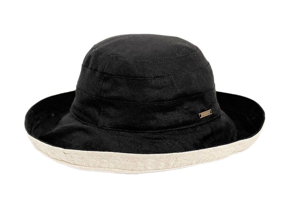 Reversible Cotton Clothe Sun Hat with Flexible Brim in Black