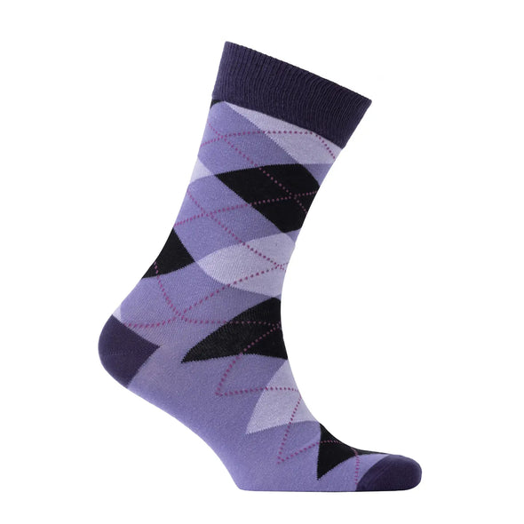 Men's Purple Argyle Crew Socks