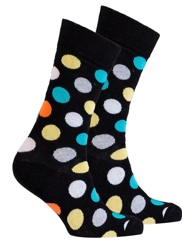 Men's Mixed Black Dot Crew Socks