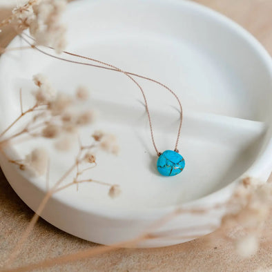 Copper Turquoise Teardrop Cord Necklace - 18"