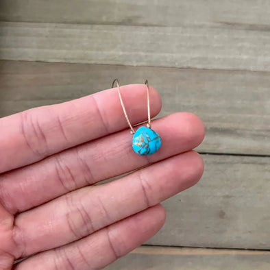 Copper Turquoise Teardrop Cord Necklace - 20"