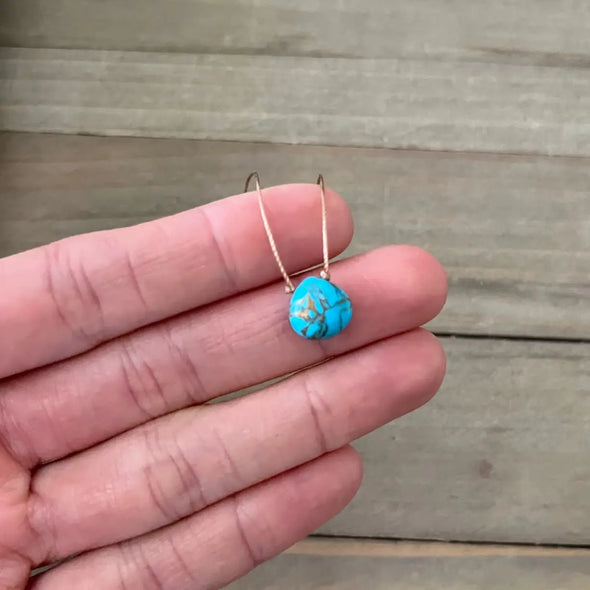 Copper Turquoise Teardrop Cord Necklace - 20"