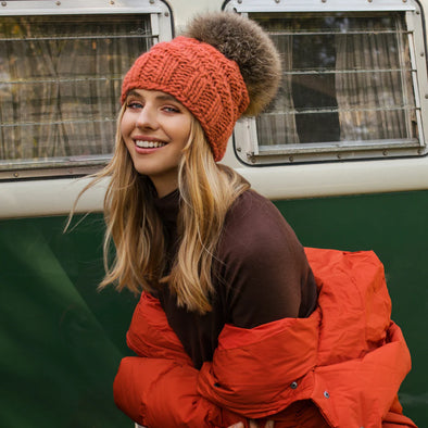 Faux Fur Highline Pom Hat in Canyon/Natural