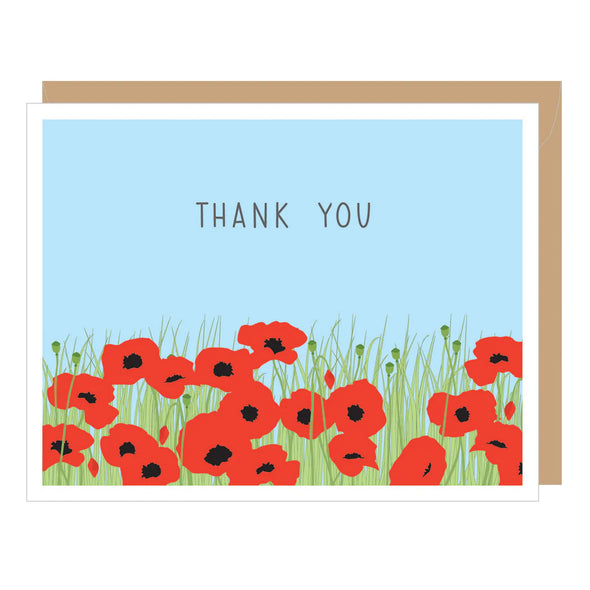 Field of Poppies Thank You Note Cards Set of 8