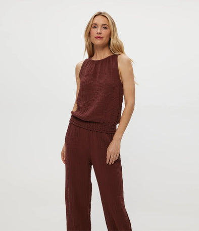 Janelle Tie Neck Tank in Espresso
