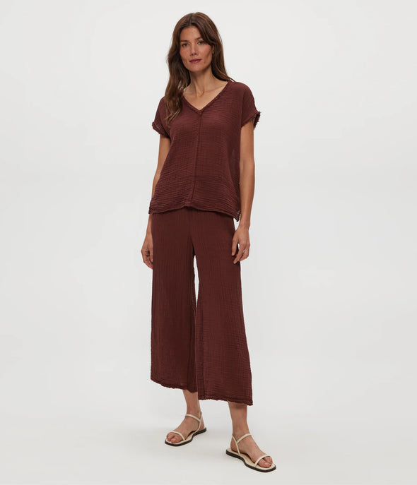 Medina Cropped Gauze Pants in Espresso
