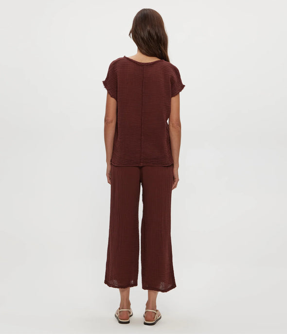 Medina Cropped Gauze Pants in Espresso