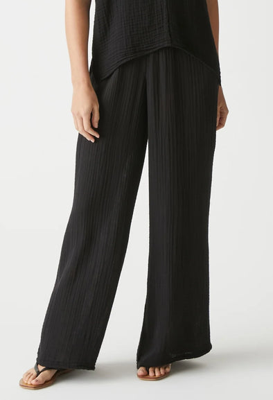 Susie Smock Waist Gauze Pants in Black