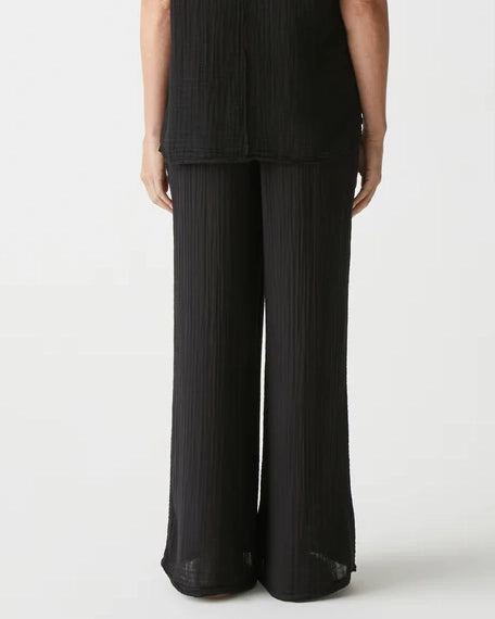 Susie Smock Waist Gauze Pants in Black