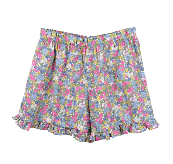 Charlotte Ruffle Lounge Shorts in Pink Multi