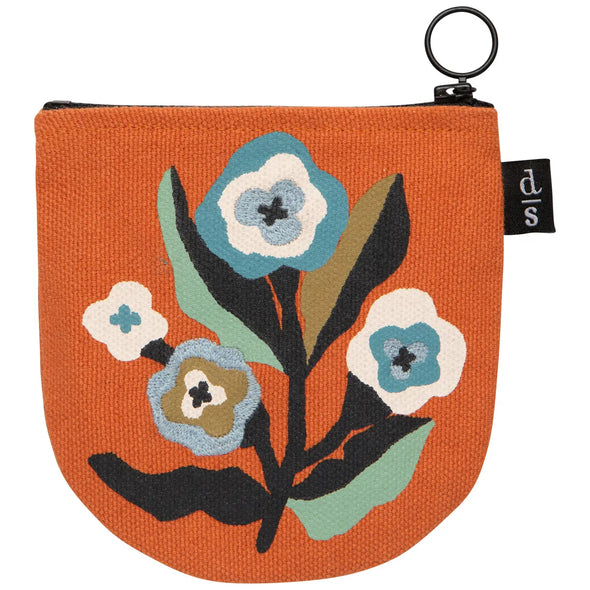 Dogwood Half Moon Embroidered Pouch
