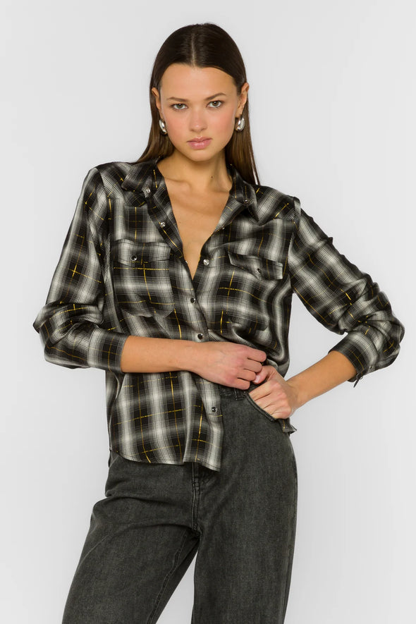 Duke Top in Black/White Plaid