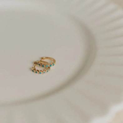 Gaby Turquoise Hoops in Gold