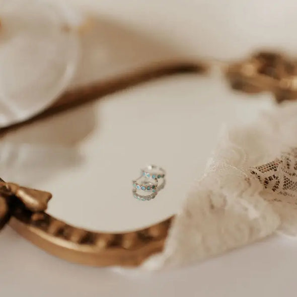 Gaby Turquoise Hoops in Silver