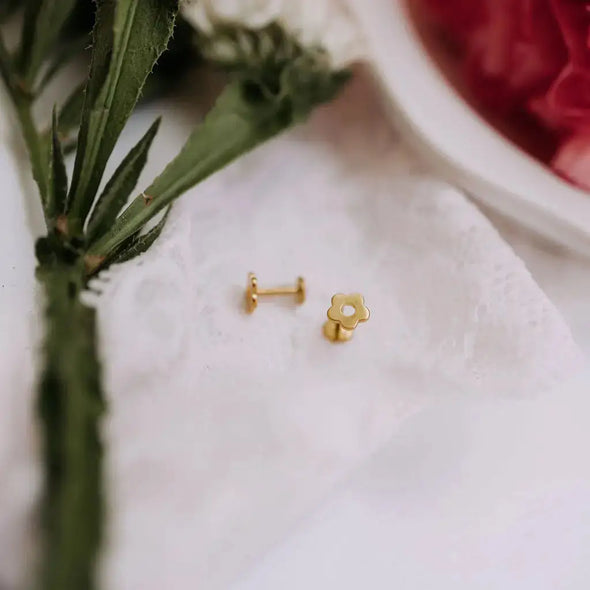 Flower Flat Back Studs in Gold