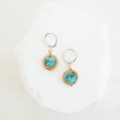 Veda Mosaic Turquoise Huggies