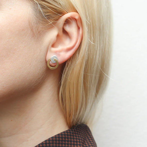 Extra Small Ring with Rounded Square Post Earrings