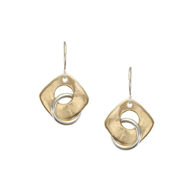 Small Cutout Diamond with Interlocking Ring Wire Earring