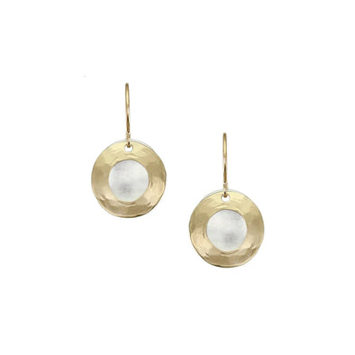 Small Textured Ring and Disc Wire Earrings