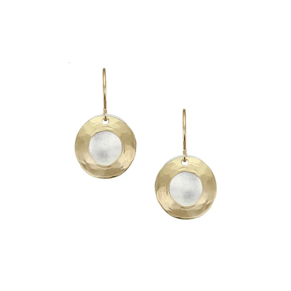 Small Textured Ring and Disc Wire Earrings