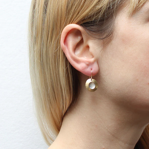 Small Textured Ring and Disc Wire Earrings