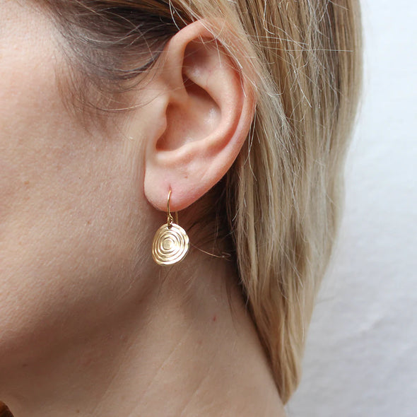 Small Ripple Disc Wire Earrings