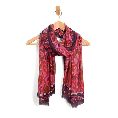 Daisy Border Wild Flower Scarf in Fuchsia