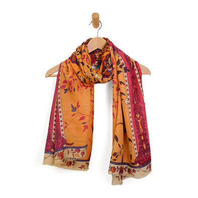 Boho Paisley Floral Scarf in Orange