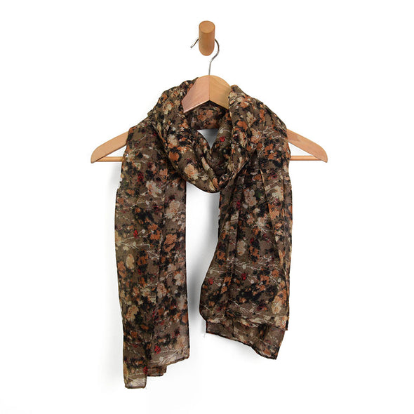 Floral Calico Scarf in Neutral