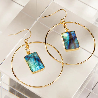 Stoney Hoop Earrings in Labradorite