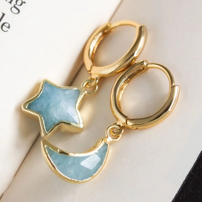 Sky Gazing Mismatched Hoop Earrings in Aquamarine
