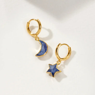 Sky Gazing Mismatched Hoop Earrings in Sapphire