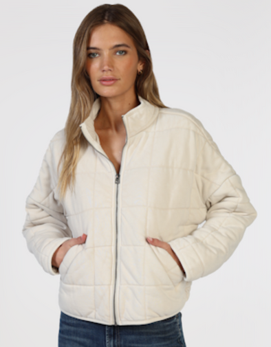 Quilted Zip Jacket in Ivory