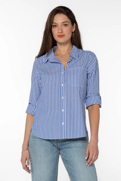 Elisa Shirt in Blue & White Stripe