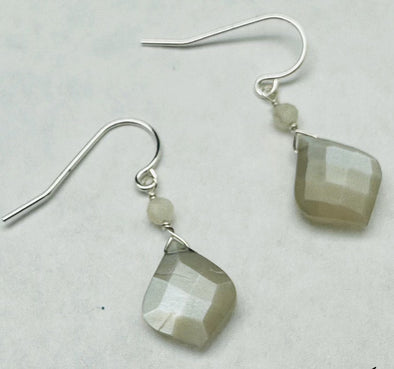 Grey Moonstone Briolette Earrings