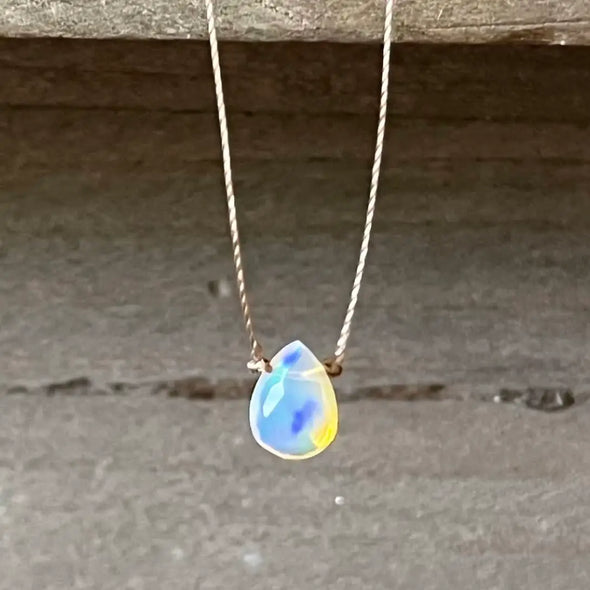 Ethiopian Opal Medium Faceted Teardrop Necklace - 20"