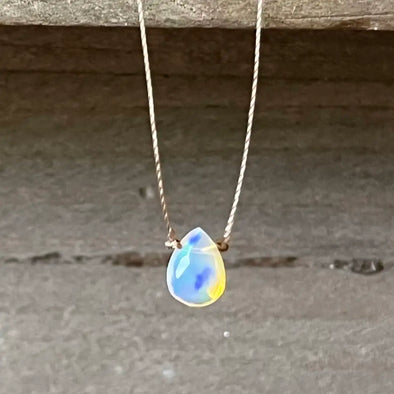 Ethiopian Opal Medium Faceted Teardrop Necklace - 18"