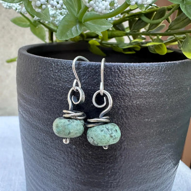 Viola Sterling Silver & African Turquoise Drop Earrings