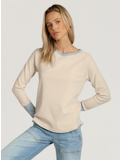 Contrast Rib Raglan Sweater in Natural/Sky