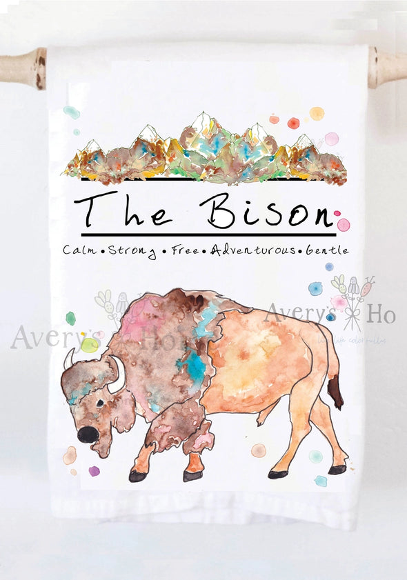 Mountainn Bison Tea Towel - Boulder, CO