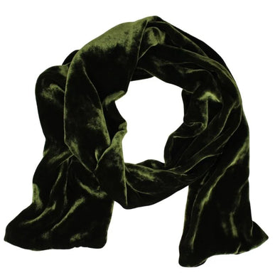 Silk Velvet Scarf in Pine