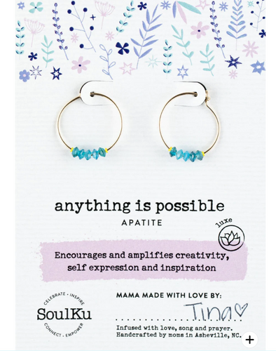 Apatite Gold Hoop Earrings for Anything is Possible