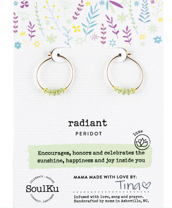 Peridot Gold Hoop Earrings for Radiant