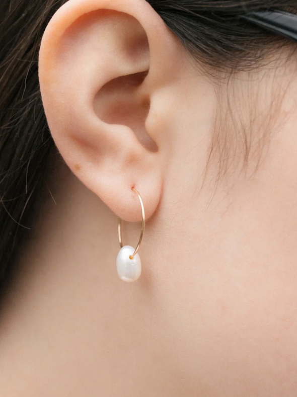 Pearl Gold Hoop Earrings for Goddess