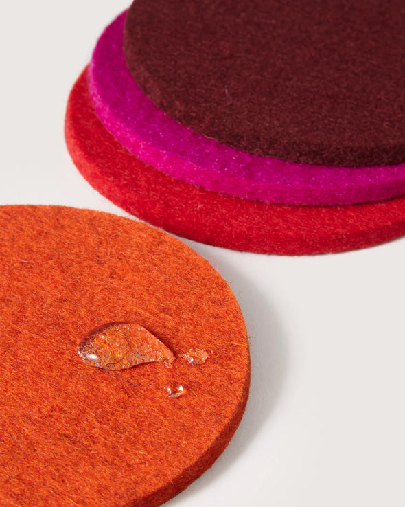 Bierfilzl Merino Wool Round Coaster Multi 4 Pack in Bordeaux