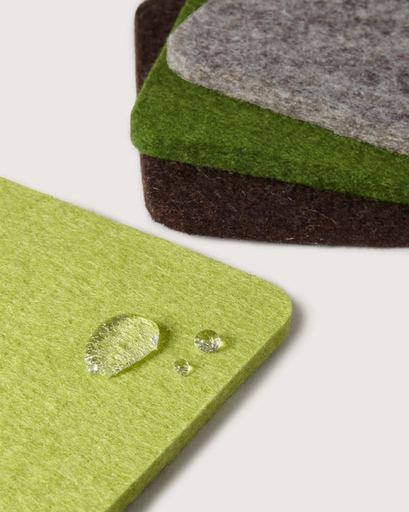 Bierfilzl Merino Wool Felt Square Coaster Multi 4 Pack in Forest