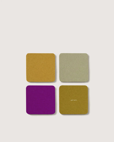 Bierfilzl Merino Wool Square Coaster Multi 4 Pack in Golden Hour