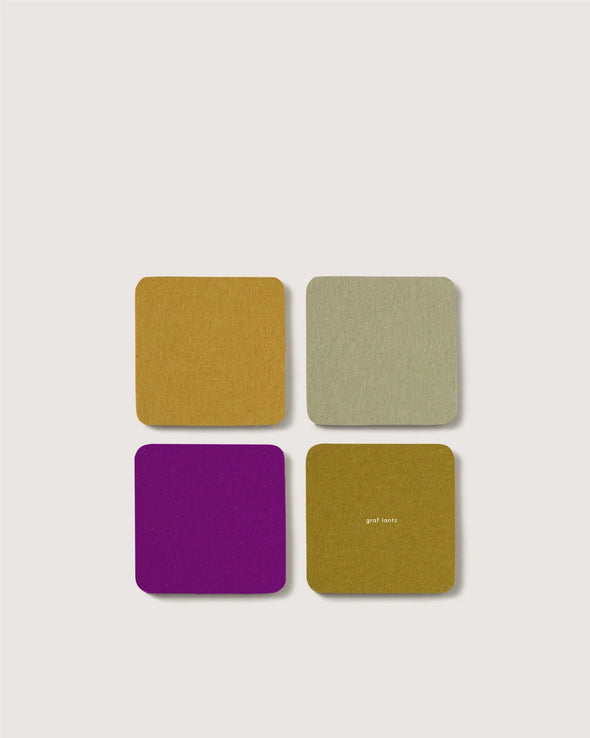 Bierfilzl Merino Wool Square Coaster Multi 4 Pack in Golden Hour