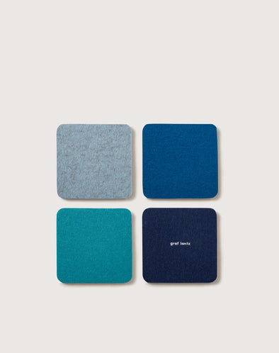 Bierfilzl Merino Wool Square Coaster Multi 4 Pack in Ocean