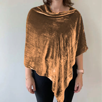 Silk Velvet Poncho in Copper